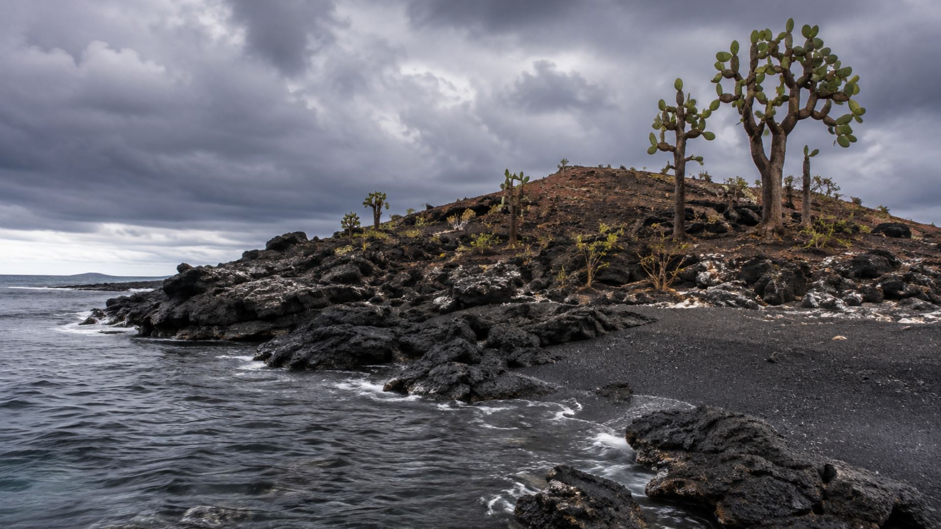 A dark volcanic island